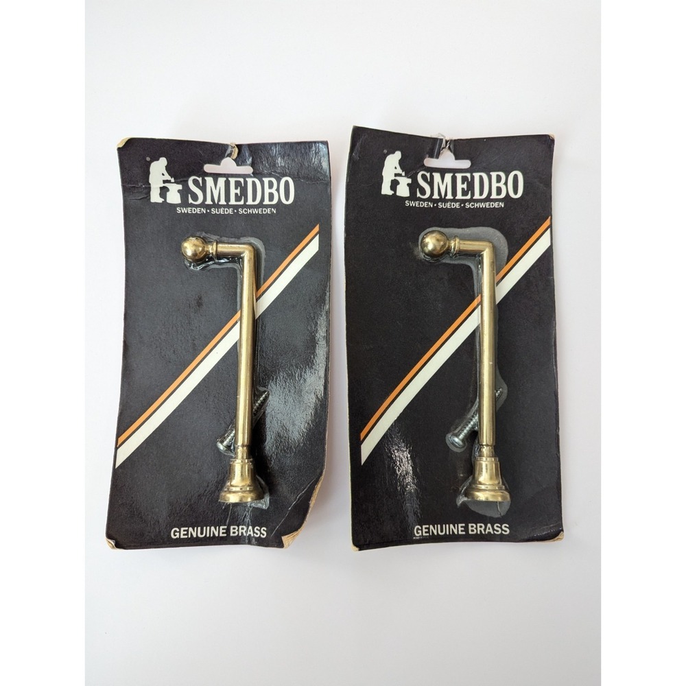 Brass Smedbo Scandinavian Curtain Drapery Tie Back Hooks NOS Sweden (Set Of 2)